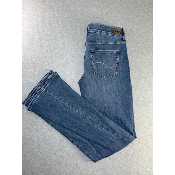 Anny Lee Denim - Lee Jeans Womens 12 Long Blue Straight Back Pockets Zip Fly Lee Branding Classic
